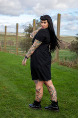 Casey Black Cotton Breastfeeding Skater Dress