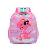 Stylish Cartoon Design Youngsters' Backpack with Adjustable Straps, Spacious Interior & Side Pockets - Durable Nylon Material for Boys & Girls