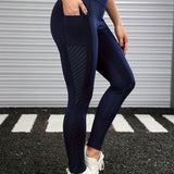 Women's High-Waist Yoga Leggings with Breathable Mesh Panels - Stretchy, Butt-Lifting Workout Pants for Running & Fitness, Running Pants, Mesh Patching