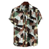 Men's Plus Size Summer Loose Short Sleeves Shirt Retro