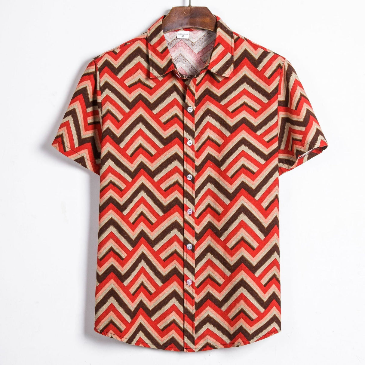 Men's Plus Size Summer Loose Short Sleeves Shirt Retro