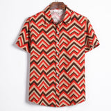 Men's Plus Size Summer Loose Short Sleeves Shirt Retro