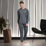 Men's Dark Grey Loungewear Set with Long Sleeve Pyjamas