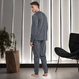 Men's Dark Grey Loungewear Set with Long Sleeve Pyjamas