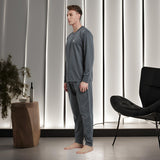 Men's Dark Grey Loungewear Set with Long Sleeve Pyjamas