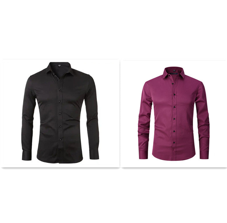 Spring And Autumn Formal Casual High-end Black Shirt Men's Long Sleeve