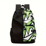 Unisex Nylon Backpack Graffiti Street Style Adjustable Straps Laptop Compartment Zipper Closure Polyester Lining Backpack