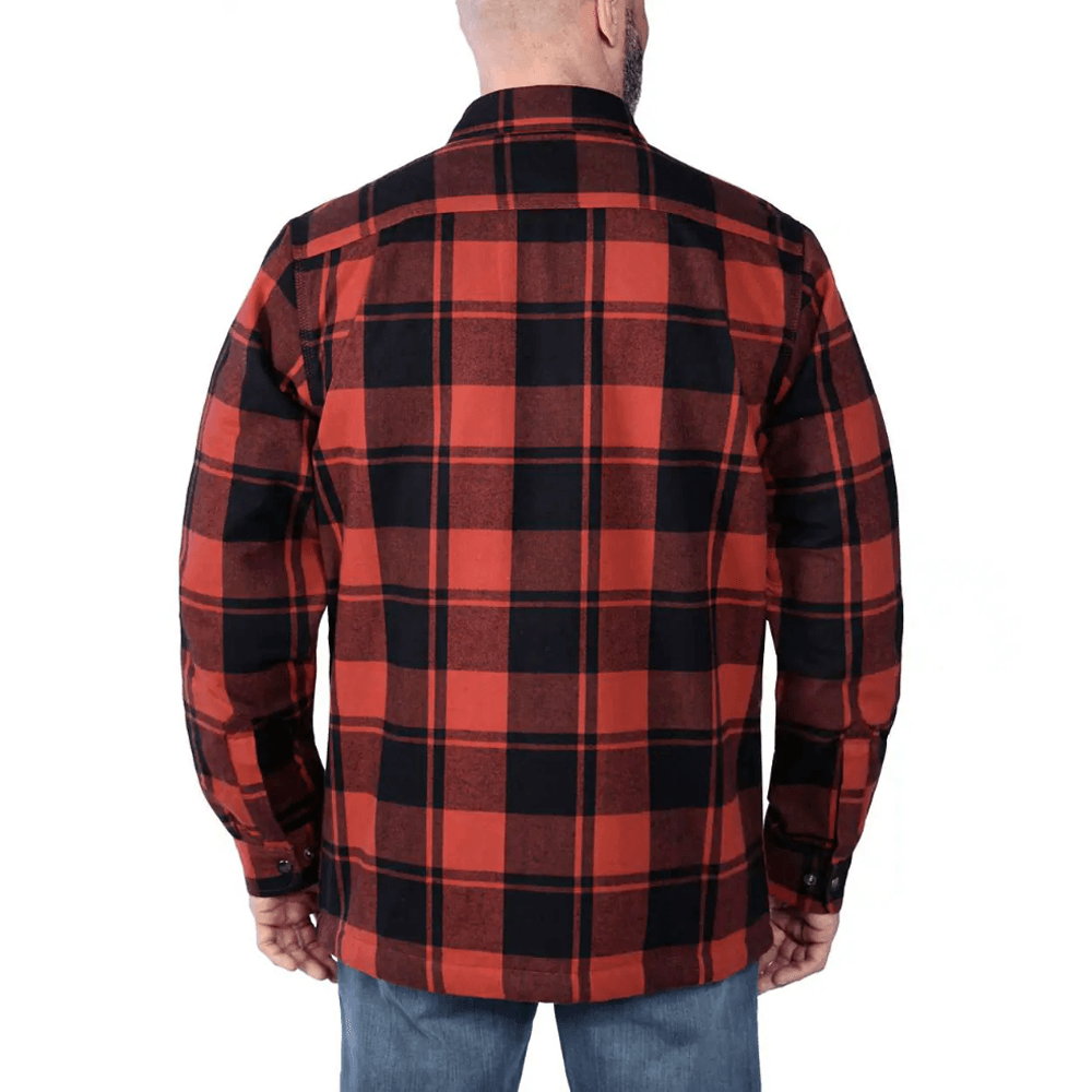 Carhartt 105939 Relaxed Fit Heavyweight Flannel Sherpa-Lined Shirt Jac Red Ochre XL