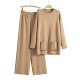 Women’s Knitted Suit – New Western Style Mid-Length Cardigan & Matching Pants