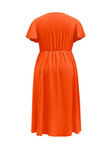 Plus Size Surplice Flutter Sleeve Dress