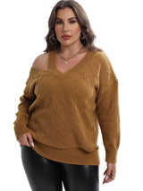 Plus Size Cutout V-Neck Sweater