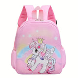 Stylish Cartoon Design Youngsters' Backpack with Adjustable Straps, Spacious Interior & Side Pockets - Durable Nylon Material for Boys & Girls