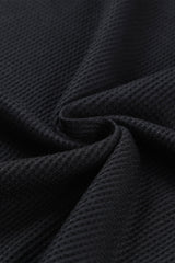 Black Waffle Knit Animal Print Ruffle Sleeves Plus Size Top