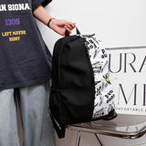 Unisex Nylon Backpack Graffiti Street Style Adjustable Straps Laptop Compartment Zipper Closure Polyester Lining Backpack