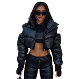 Mechanical Style Off-Shoulder Zipper Cotton Jacket