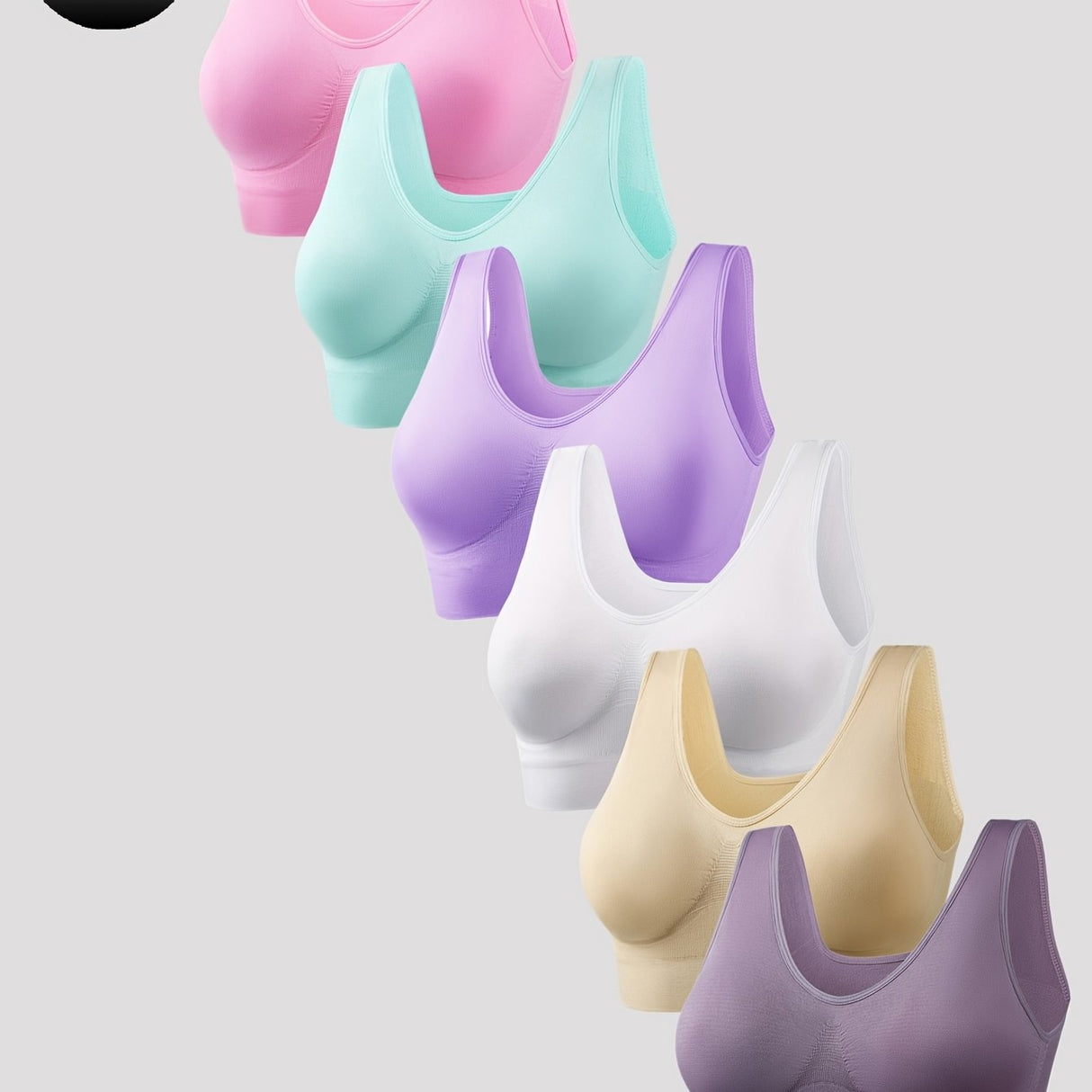 6pcs Women's Wire-Free Sports Bras - Breathable Medium Support No Padding Seamless Backless Design for Yoga Running