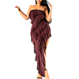 2024 Summer Trend Skinny Women's Fashion Tube Top Backless Split Tassel Dress Birthday Party Clubwear