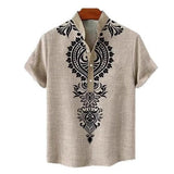 Men's Shirt Digital 3D Printing Linen Short Sleeve