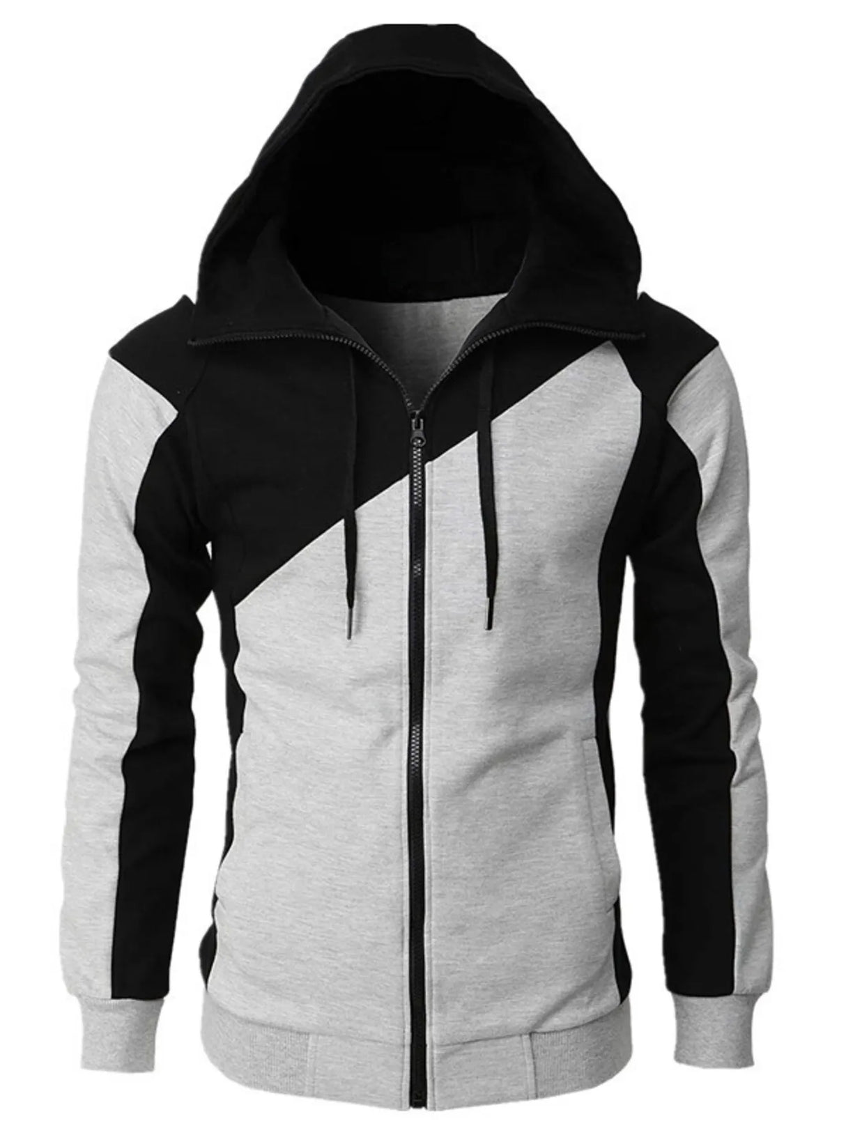 Men's Color Block Zip-Up Hoodie
