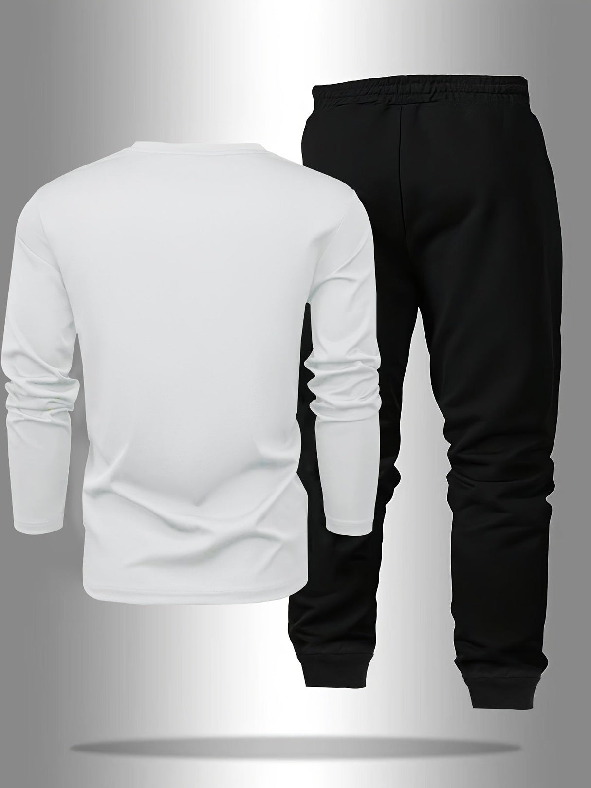 Men’s “STAY HUSTLE HARD” Long Sleeve T-Shirt & Jogger Set – 2-Piece Casual Outfit with Bold Print, Stretch Fabric, and Elastic Waistband for Spring/Fall