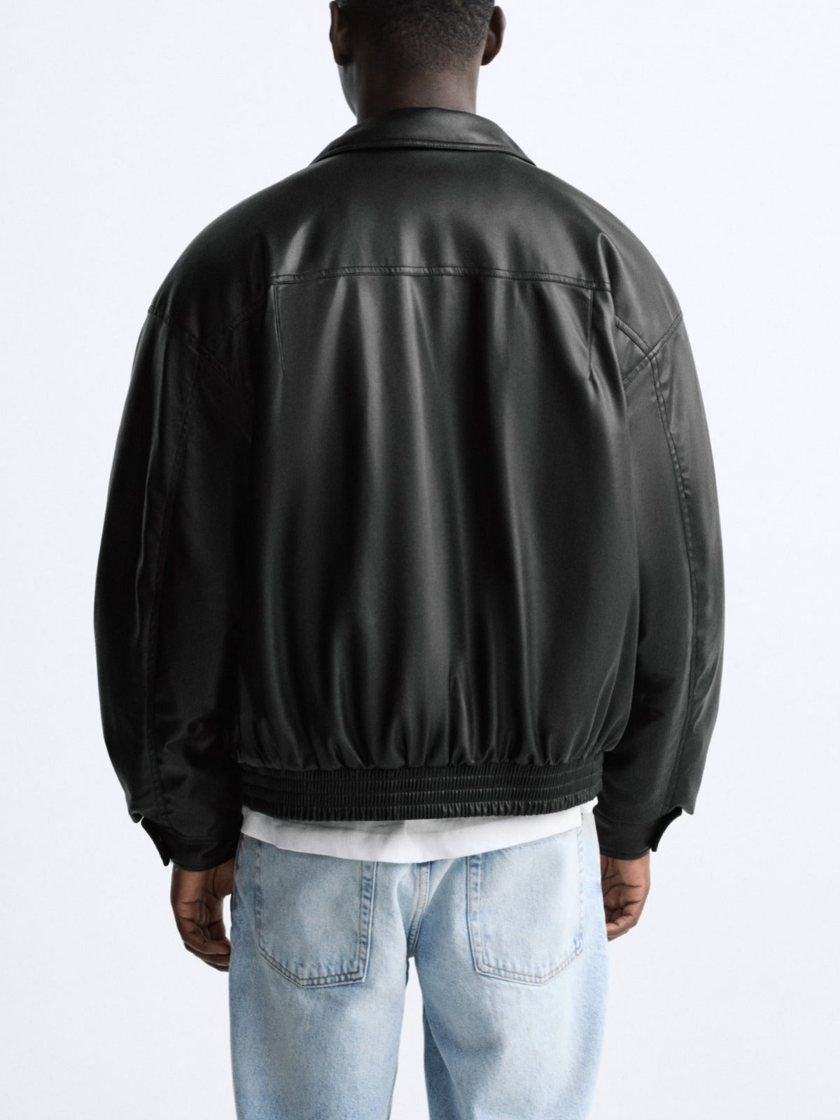 Men's Faux Leather Lapel Cotton Jacket – Black European & American Style