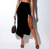 Autumn and winter new women's dress solid color high waist show thin half skirt