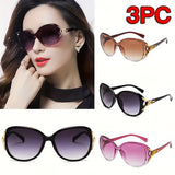 3 Pairs of Women's Luxury Golden Fox Oval Fashion Glasses - Retro Style