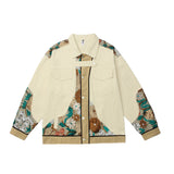 Unisex Stitching Lace Coat – Casual Khaki Jacket for Youth