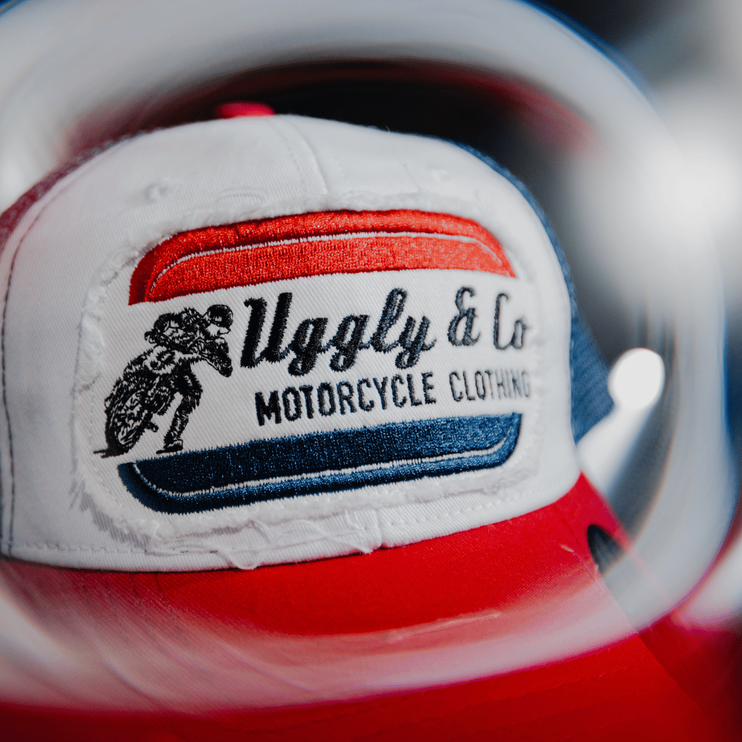 White & Red Flattrack Cap