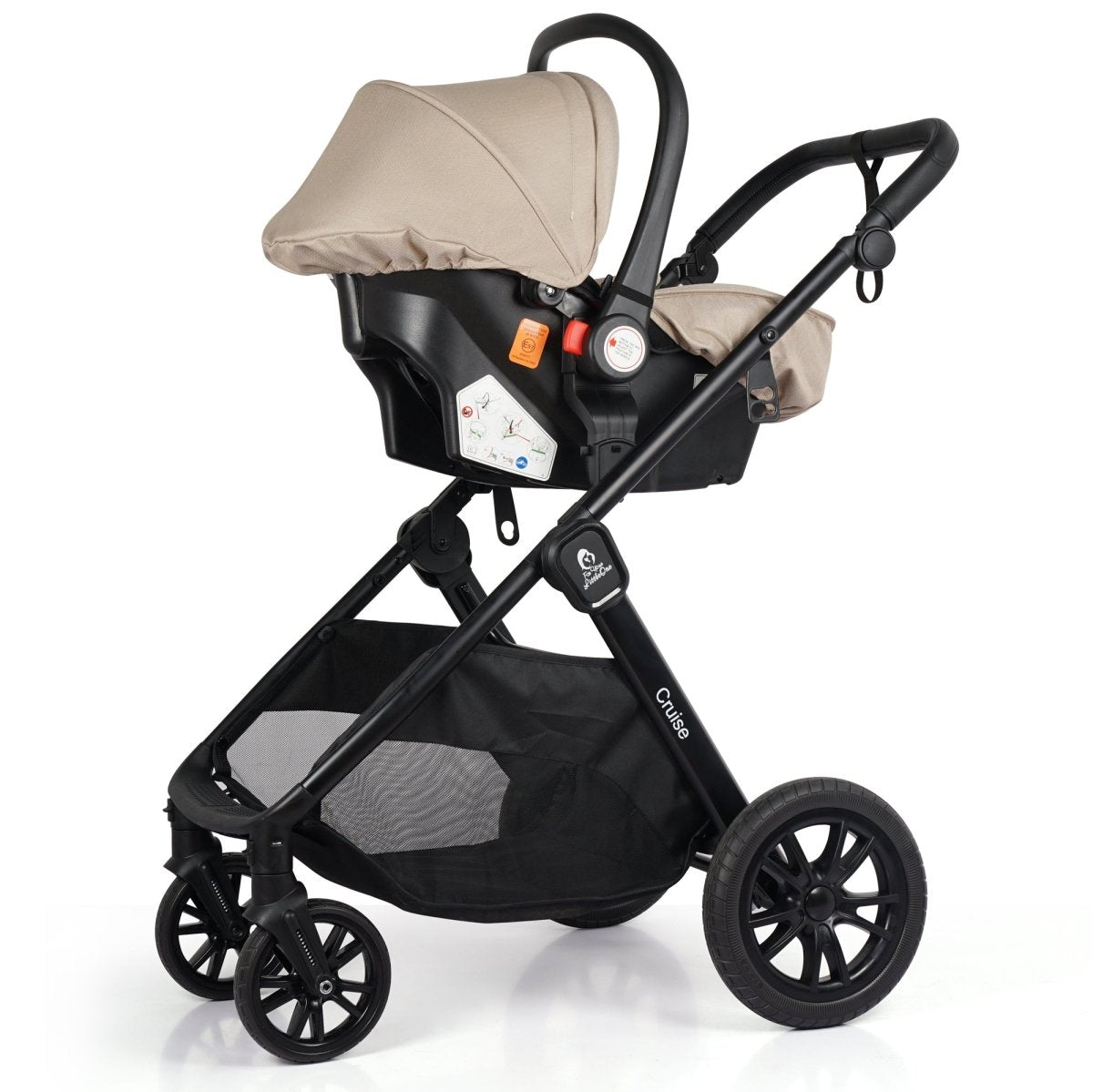 For Your Little One Cruise 3 In 1 Travel System With i-Size Car Seat - Dune Beige (Free Cupholder And Seat Liner Included!)