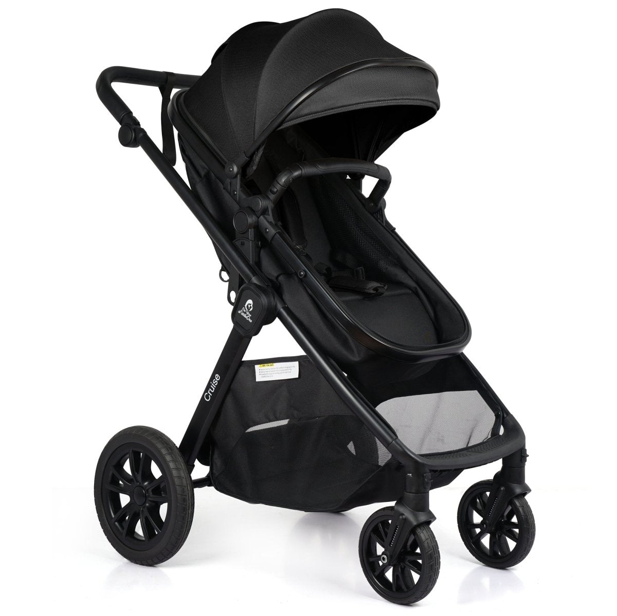 For Your Little One Cruise 3 In 1 Travel System With i-Size Car Seat - Eclipse Black (Free Cupholder / Seat Liner Included!)