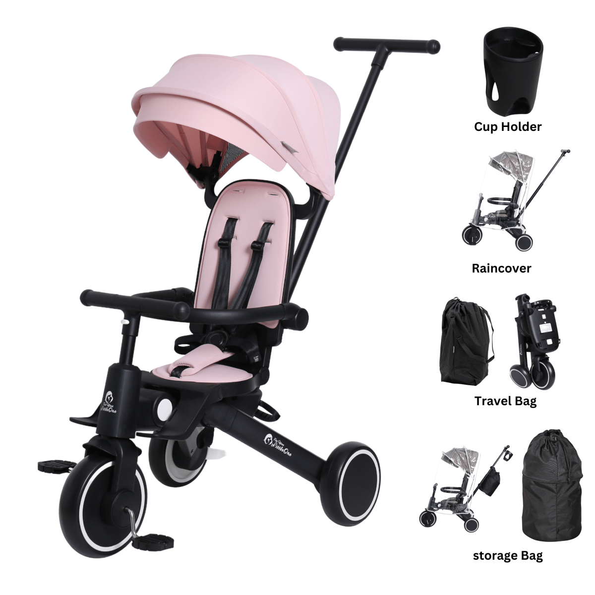 Foryourlittleone Xplor Ultimate 6 in 1 Foldable Trike - Pastel Pink (10m-5y)