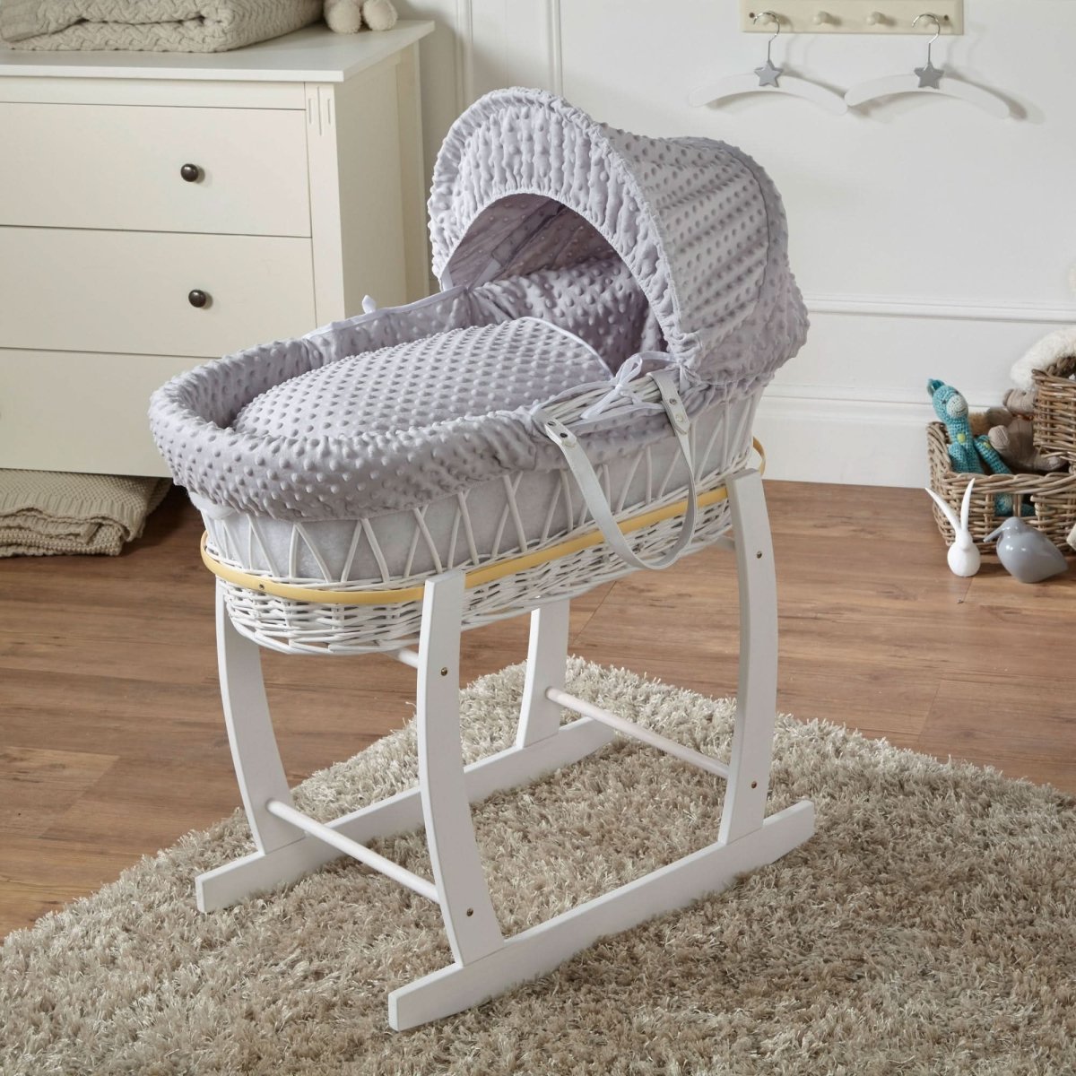 Grey Dimple White Wicker Baby Moses Basket With Stand – Grants Retail Ltd