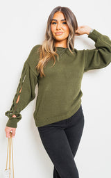 Cable Knit Jumper with Cut Out Detail