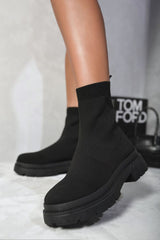 Platform Sock Ankle Boots-2