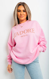 J'Adore Paris Print Oversized Jumper Top