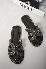 Embellished Open Toe Flat Sandals-1