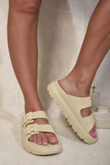 Double Strap Chunky Slide Sandals-7