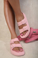 Double Strap Chunky Slide Sandals-4