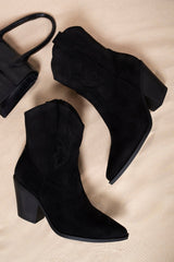 Suede Cowboy Ankle Length Boots