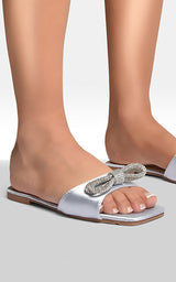 Embellished Bow Trim Open Toe Sandals