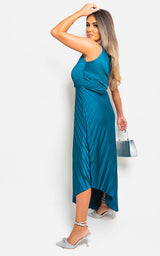 One Shoulder Cut Out Pleated Party Dress