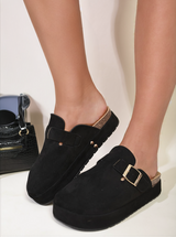 Chunky Closed Toe Buckle Sandals
