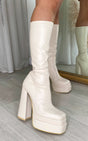 Block High Heel Boots with Zip Detail-2