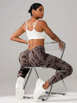 V waist camouflage peach hip sports trousers seamless yoga pants waisted fitness pants