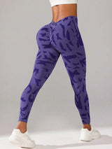 V waist camouflage peach hip sports trousers seamless yoga pants waisted fitness pants