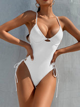 Solid color one-piece swimsuit