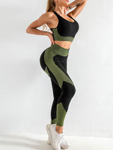 Women's Halter Neck Yoga Tank Top + High Waist Tight Yoga Pants Two-Piece Set