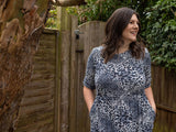 The Midi Breastfeeding Dress - Grey Leopard Cotton