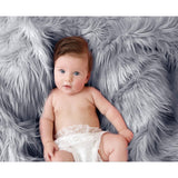 Luxury Faux Fur Baby Blanket  - grey
